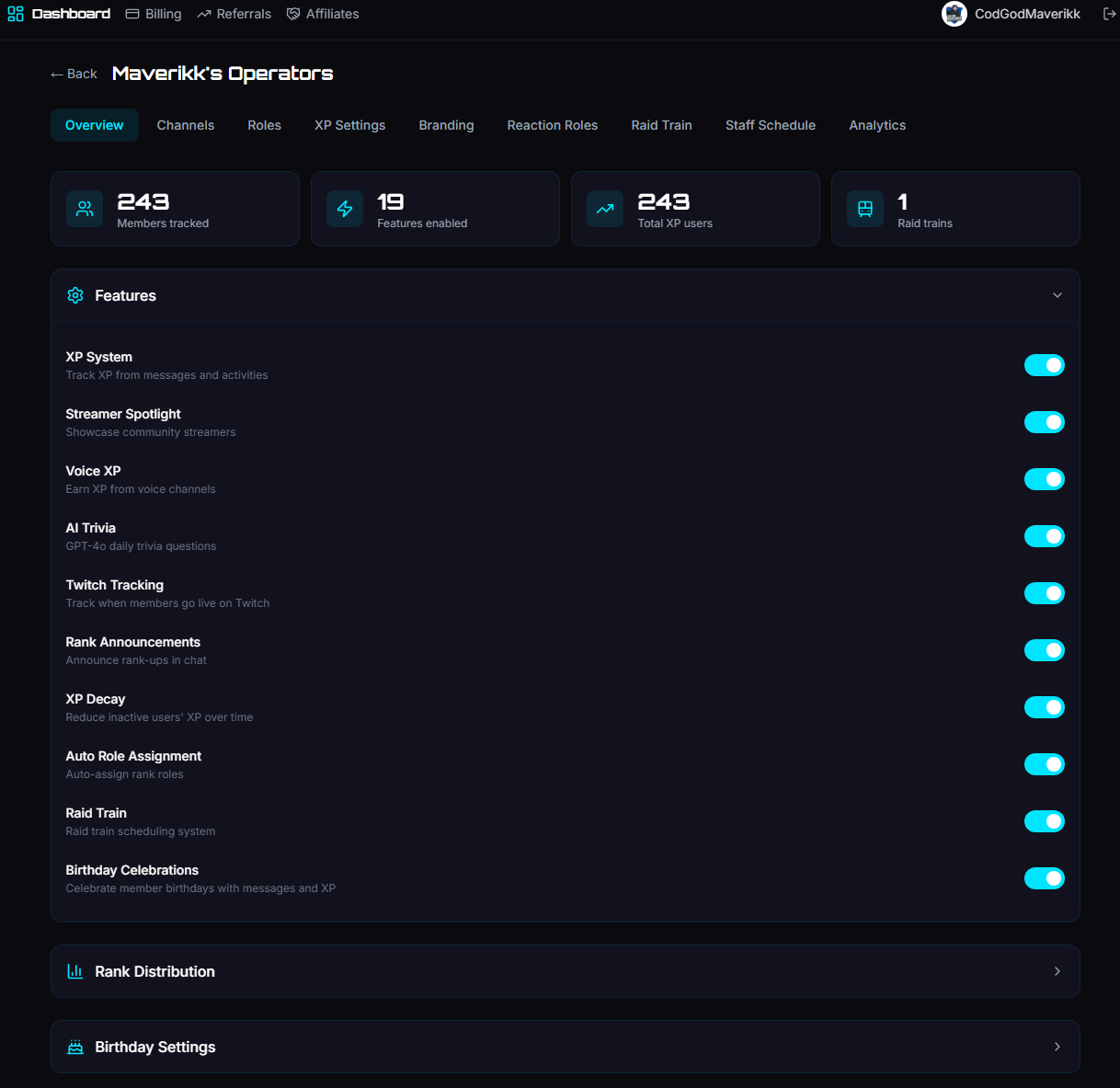 Web dashboard