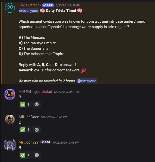 Daily community trivia